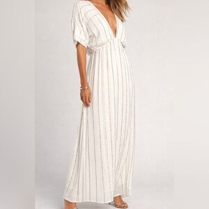 Aerie Ivory Crinkle Gauze Wrap Maxi Dress XL Boho Cottagecore Bridal Shower